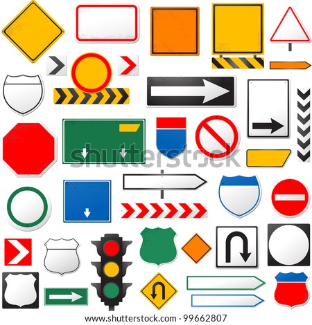 various road signs isolated on a white background