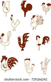 various rooster illustrations