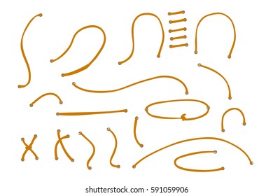 Various Rope out from hole, Isolated on white
