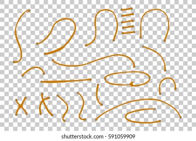 Various Rope out from hole, at Transparent Effect Background
