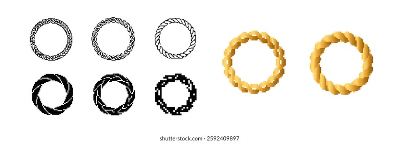 Various round rope icons showing unique patterns in black and gold, including twisted designs.