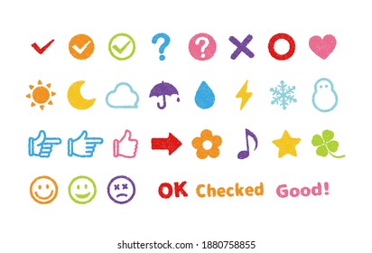 Various rubber stamp icon set for educational use etc.