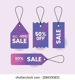 various sale tag element for use. 50 off, big sale, limited time