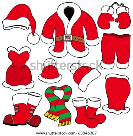 Various Santa Claus Clothes Vector Illustration Stock Vector (Royalty ...