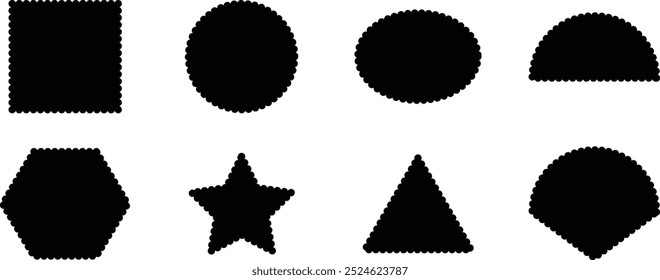 Verschiedene Jakobsmuschel Form mit quadratischem Kreis und Rechteck Rand und Rahmen dekorative Kollektion Set	