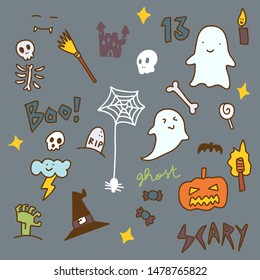 various scary vector illustration doodle symbol set
