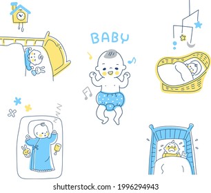 Various scene sets of sleeping babies