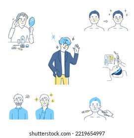 Various scenes set of men's beauty