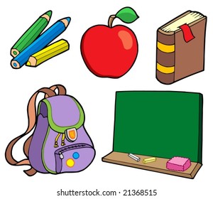 Various school items - vector illustration.