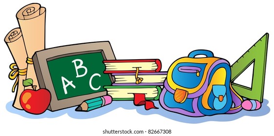 Various school supplies 1 - vector illustration.