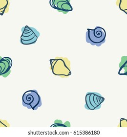 Various seashells - vector background