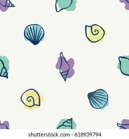 Various seashells - vector background