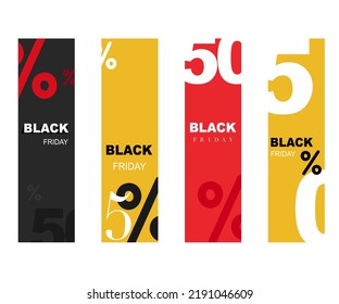 Varios conjuntos de fondo colorido de Black Friday súper venta con espacio de copia para contenido de promoción. Promoción de ventas, ofertas especiales y ofertas publicitarias y banners de descuentos. Ilustración del vector
