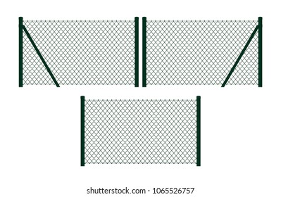 Various set dark green vector fence