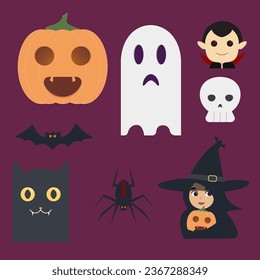 Various set of Halloween vector illustration