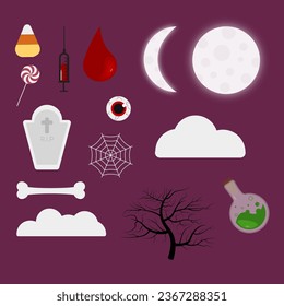 Various set of Halloween vector illustration