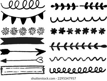 Various set of hand drawn dividers vector. All graphic item are recolorable and isolated