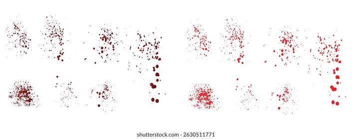 Diverso conjunto de tinta de pintura salpicadura de Vector gradiente de sangre roja