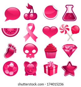 Various set of pink icons