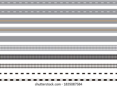 Various sets of roads and railroad tracks