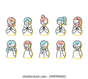Various sets of sad women
