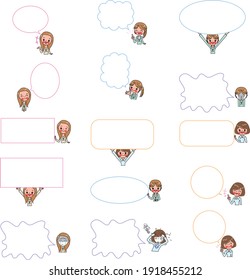 Various sets of speech bubbles with women 