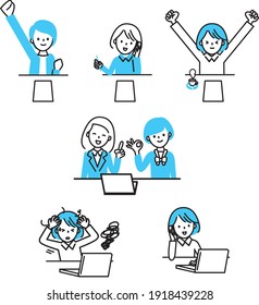 Various sets of working women poses 