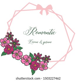 Various shape art of frame with colorful garden flower, for vintage card romantic. Vector