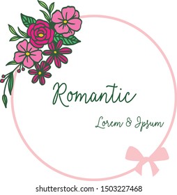 Various shape art of frame with colorful garden flower, for vintage card romantic. Vector
