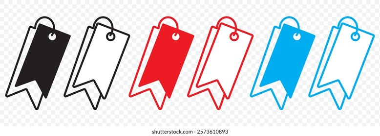 Various shape of blank white paper label or cloth tag set isolated on white background. Price tag mockup template with copy space for brand, information. Shopping, sale concept, black sale. eps 10.