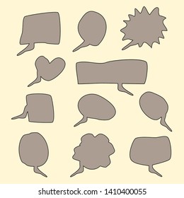 various shape cartoon speech bubbles set. vector illustration 