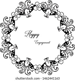 Various shape circle flower frame, decorative beautiful art, design card happy engagement. Vector