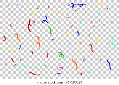 Various Shape of Confetti (small pieces of colored paper thrown during a celebration such as a birhtday, anniversary, wedding, etc) at Transparent Effect Background
