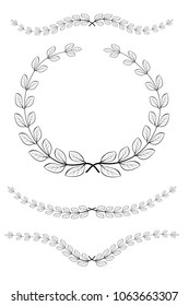 various shape doodle laurel wreath vector icon, for your title border, isolated on white