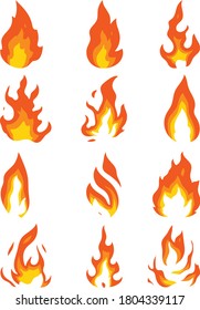 Various shape of fire in vector