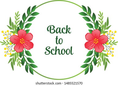 Various shape of frame, with design plant of wreath and leaves, for elegant of card back to school. Vector