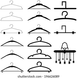 Various shape of hangers icon set.