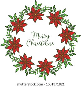 Various shape plant of red flower frame for poster design merry christmas. Vector