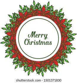 Various shape plant of red flower frame for poster design merry christmas. Vector