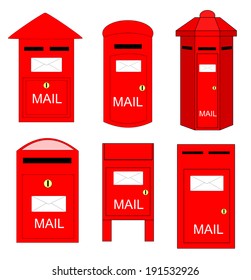 Various shape of postboxes vector. There is rarely somebody using it nowadays.