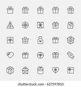 various shape present gift icons vector illustration flat design