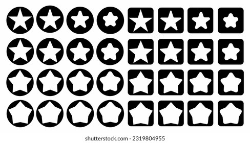 Diversas formas de estrellas enmarcadas en forma de círculo negro dan forma rectangular.