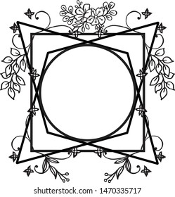 Various shape unique frame, with ornamental of leaf flower, for elegant card. Vector