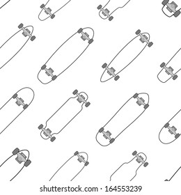 Various shaped skateboards and longboards seamless pattern background texture