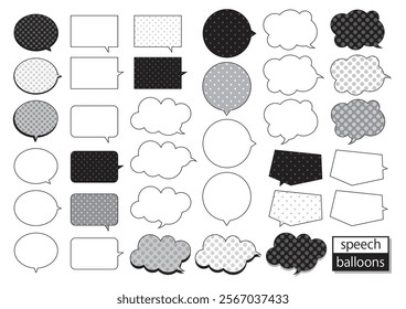 Various shaped speech bubbles set (monochrome)