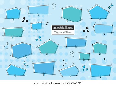 Various shaped speech bubbles set (blue)
