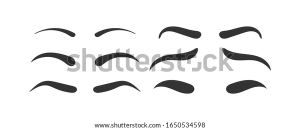 さまざまな形 角 細い眉の手描き メイクアップのヒント 女性用の眉の形 剪定の種類と厚さが異なる古典的なもの ベクターイラスト Eps10 のベクター画像素材 ロイヤリティフリー