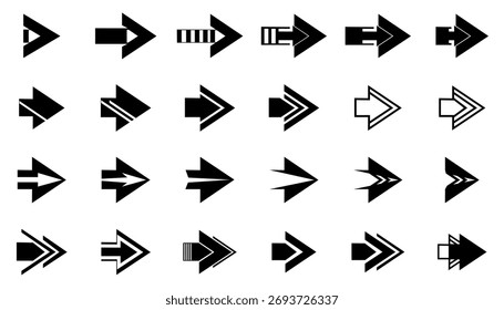 várias formas de padrões de ponta de seta, anexado a um fundo branco, vetor