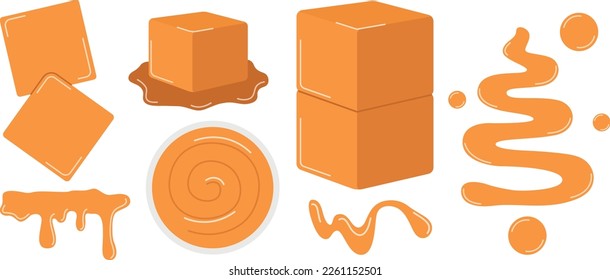 Various shapes of caramel, vector illustration