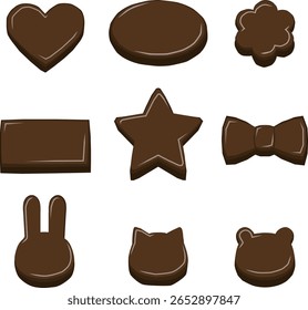 Various shapes of chocolate set